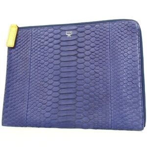 MCM Blue Python Leather Clutch/Tablet Pouch